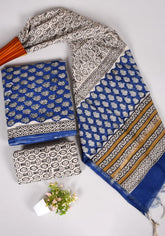 Hand Block Printed Cotton Suit With Chnaderi Dupatta Suit Sets